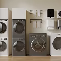 Modern Washers In Stackable And Standalone Designs With White Gray Finishes And Control Panels 3d model