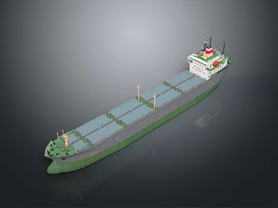 Cargo Ship As Water Transport With Open Deck And Multiple Cargo Holds 3d model