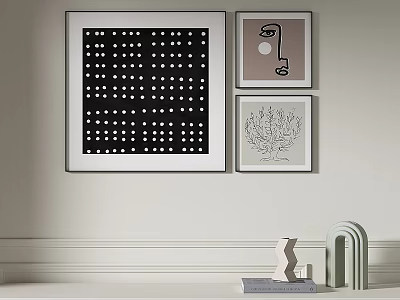 Abstract Paintings Wall Decor With Black White Dots Geometric Patterns And Decorative Objects 3d model