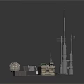 Technical Communication Tower Setup With Spherical Device Control Box And Cables