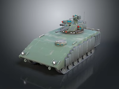 Green Military Tank with Turret Weapon System and Heavy Duty Tracks 3d model