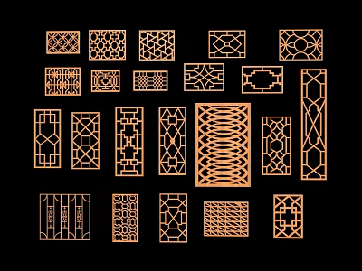 Lattice Window Designs Featuring Various Intricate Patterns and Shapes 3d model