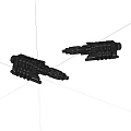 Detailed Black Mechanical Weapon Models With Intricate Structure And Two Pieces 3d model