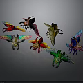 Colorful Flying Insects With Vibrant Wings And Various Patterns On Dark Gray Background