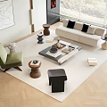 Combination Sofa Fabric Multi-Person Sofa Leather Sofa Chair Solid Wood Round Stool Square Coffee Table Creative Side Gold 3d model