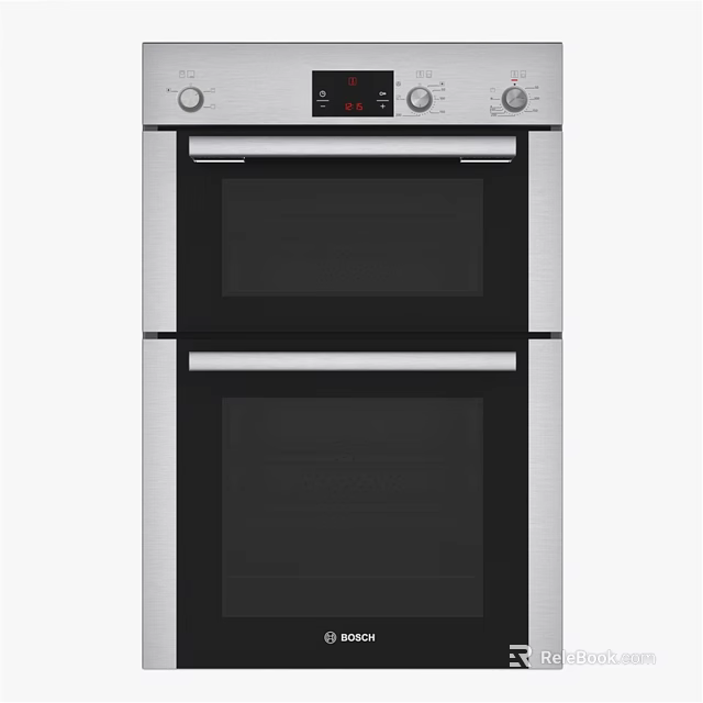 Stainless Steel Double Oven With Black Glass Doors And Control Panel For Kitchen 3d model 