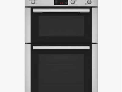 Stainless Steel Double Oven With Black Glass Doors And Control Panel For Kitchen 3d model