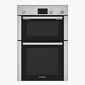 Stainless Steel Double Oven With Black Glass Doors And Control Panel For Kitchen