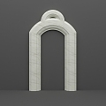 European-style curved arch shape arched marble shape door opening door frame 3d model