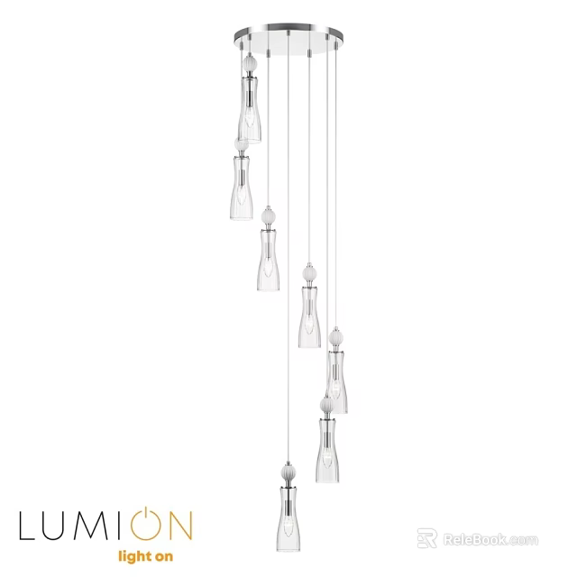 Glass Pendant Lights With Modern Design Multiple Transparent Shades For Interior Decoration 3d model 