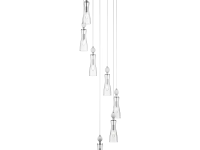 Glass Pendant Lights With Modern Design Multiple Transparent Shades For Interior Decoration 3d model