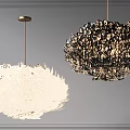 Modern White And Black Chandeliers With Feather Like Structure For Interior Decoration 3d model