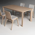 Modern Simple Home Dining Table Set With Four Light Wood Chairs 3d model