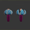 Fashion Rings with Blue Spiked Decorations and Pink Hollow Rose Gold Bands