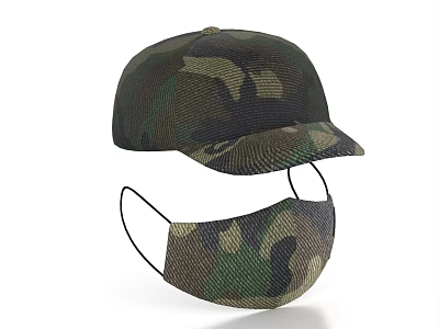 Camouflage Baseball Cap And Matching Face Mask Set For Outdoor Activities 3d model
