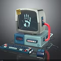 Vintage Electronic Computer Setup With Old-fashioned Monitor Main Unit Colorful Keyboard And Classic Mouse