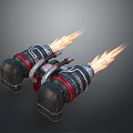 Rocket Propelled Weapon With Flaming Jets And Metallic Double Thrusters Design