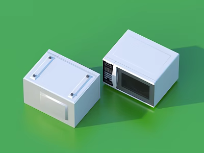 White Air Conditioner Fan Units With Modern Design Control Panel And Green Background 3d model