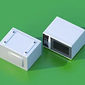 White Air Conditioner Fan Units With Modern Design Control Panel And Green Background