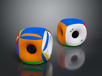 Colorful Cube Shaped Computer Speakers With Modern Design And Audio Accessory Features 3d model