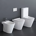 Modern White Toilet Design In Contemporary Bathroom With Matching Sink And Gray Walls