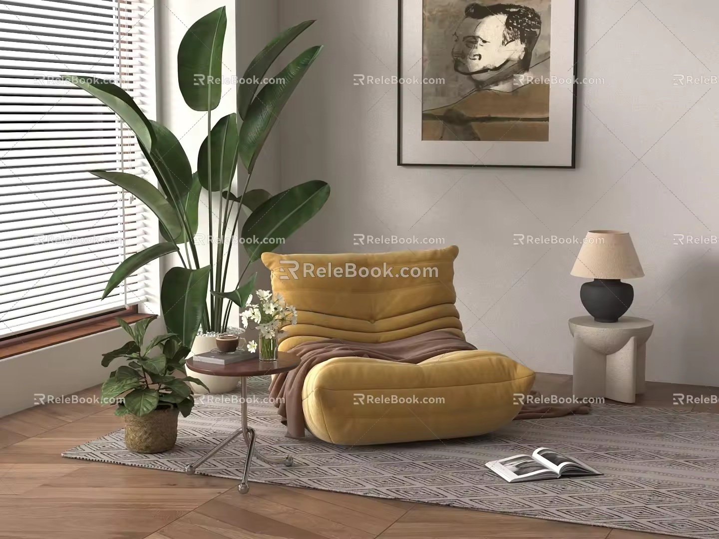 Modern Cream Lazy Sofa Caterpillar Lazy Sofa Lazy Sofa Single Sofa 3d model