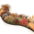 Wavy Fashion Show Runway Decorated With Colorful Dried Grasses Reeds Orange Yellow Purple Red