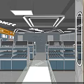 Modern Specialty Store Interior With Display Counters And Elegant Lighting Fixtures 3d model