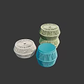 Modern Woven Stools in Green Blue and Gray with Hollow Geometric Design