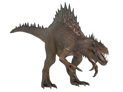 Fierce Ancient Dinosaur With Spiked Back In Realistic Standing Pose 3d model