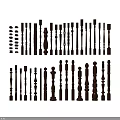 Wooden Railing Various Decorative Designs And Spindle Styles For Architecture 3d model
