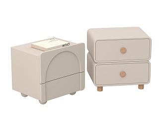 Cream wind bedside table 3d model