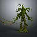 Enchanted Green Tree Creature Formed By Twisted Vines And Gnarled Roots