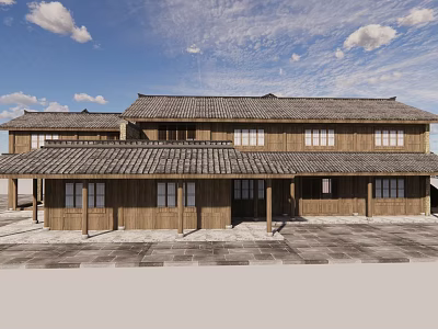 Traditional Chinese Ancient Architecture With Wooden Structure And Tile Roof Courtyard Design 3d model