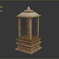 Traditional Wooden Pavilion Building With Multi Tiered Base And Roofed Top