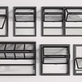 Various Black Window Frame Designs With Different Opening Styles And Structures 3d model