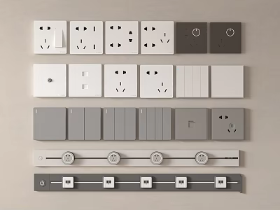 Assorted Switch Panels With Sockets And Switches 3d model