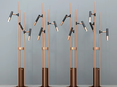 Modern Adjustable Floor Lamps With Brass Base And Black Sleek Design 3d model