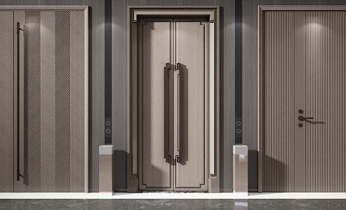 New Chinese style security door double door entry door 3d model