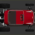 Red Go Kart with Brown Seat Large Wheels on Black Background with Reflection