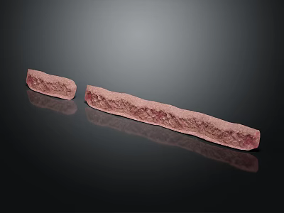 Red Textured Long Strip Decorative Architectural Component on Black Background 3d model