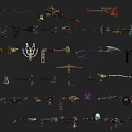 Fantasy Weapons Collection With Swords Axes Staffs Spears and Daggers Designs