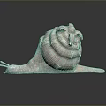 Snail Sculpture Displaying Textured Spiral Shell Long Body And Antennae 3d model