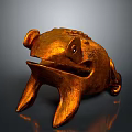 Golden Frog Sculpture Stylized Design With Textured Surface And Sitting Posture
