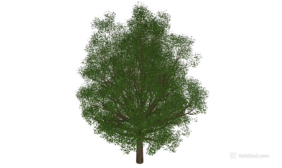 Lush Green Arbor With Dense Foliage And Brown Trunk In Natural Landscape 3d model 