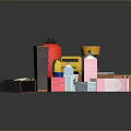 Collection of Various Everyday Objects Including Colored Containers Electronics Accessories and Stationery 3d model