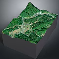 3D Terrain Model of Green Mountain Valley Featuring Elevated Structure and Detailed Topography