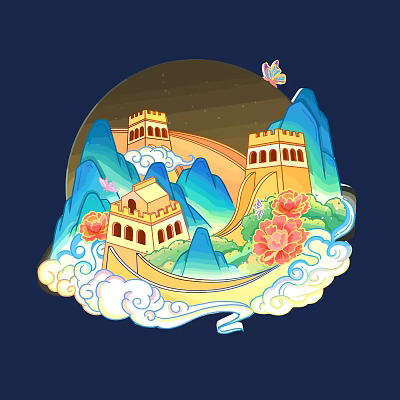 Elements New Landscape National Tide Landscape Auspicious Cloud Chinese Traditional Landscape National Wind Landscape 18 3d model