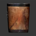 Handcrafted Wooden Cylindrical Storage Container With Metal Decoration Rivets And Dark Borders