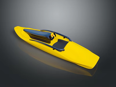 Sleek Yellow Single Kayak Design With Comfortable Black Seat And Handles 3d model